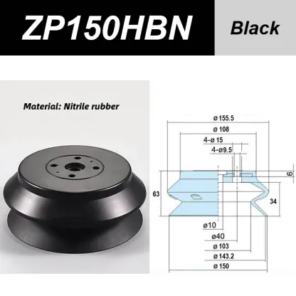 Overloaded Robotic Arm Vacuum Suction Cup Industrial Nozzle ZP32/40/50/63/80/100/125 HBN/HBS