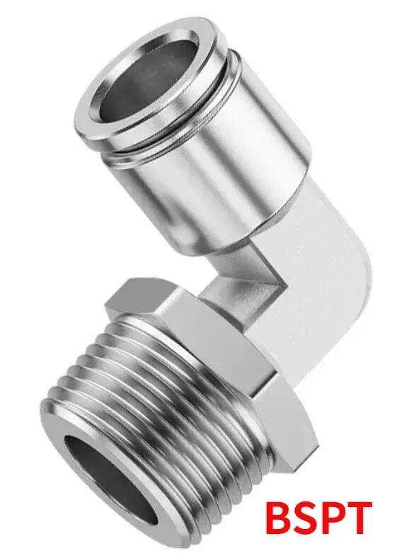 BSPT BSPP NPT 1/8" 1/4" 3/8" 1/2" 3/4" PC Female Male Pneumatic Elbow 304 Stainless Push In Quick Connector Release Air Fitting-BOLTTE