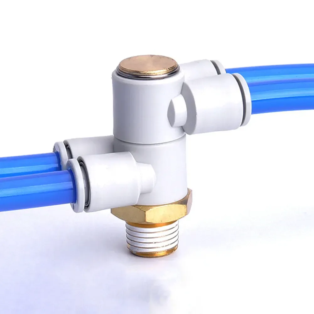 Rotary 1/8" 1/4" 3/8" 1/2" BSP 4 6 8 10 12mm Tube Elbow 4 Ways Splitter Plastic Pneumatic Air Pipe Fitting Push In Connector-BOLTTE