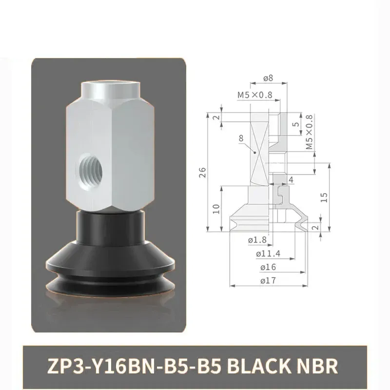 Pneumatic Vacuum Suction Cup with Fittings ZP3-Y04/06/08/10/13/16BN/BS-B5-B5 Mechanical Arm Sucker Robot Automation Tool-BOLTTE