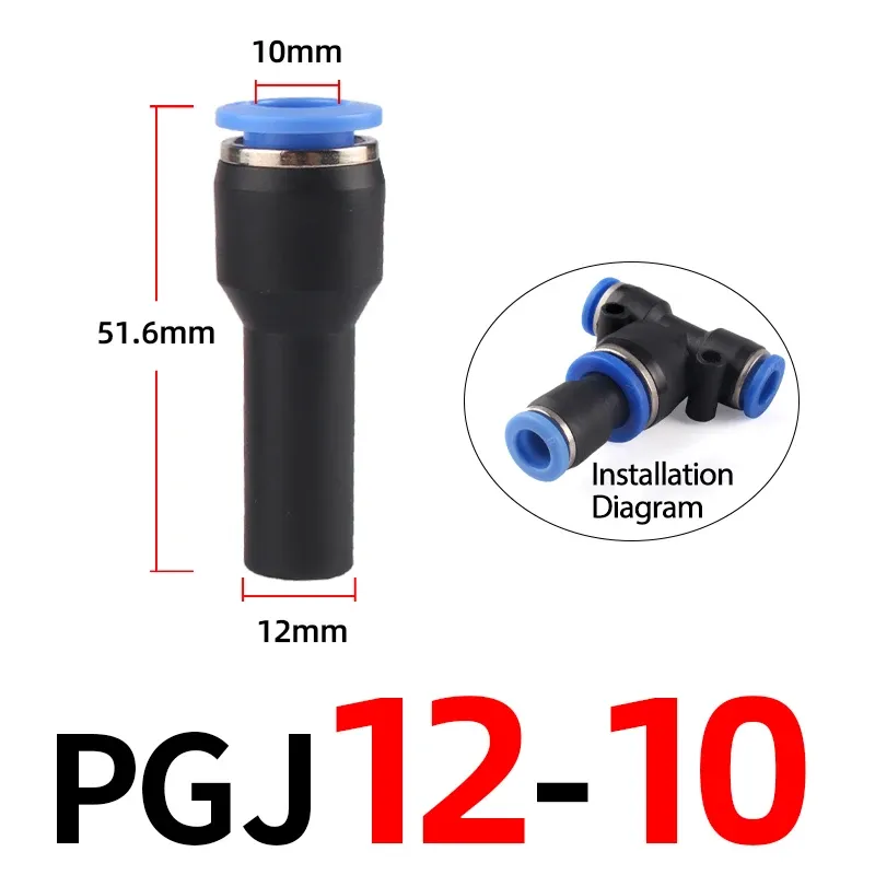 1PCS Or 5PCS Pneumatic Fittings Plug Push in Reducer through PGJ 6/8/10/12mm Tube To 4/6/8/10mm Tube Air Connector-BOLTTE