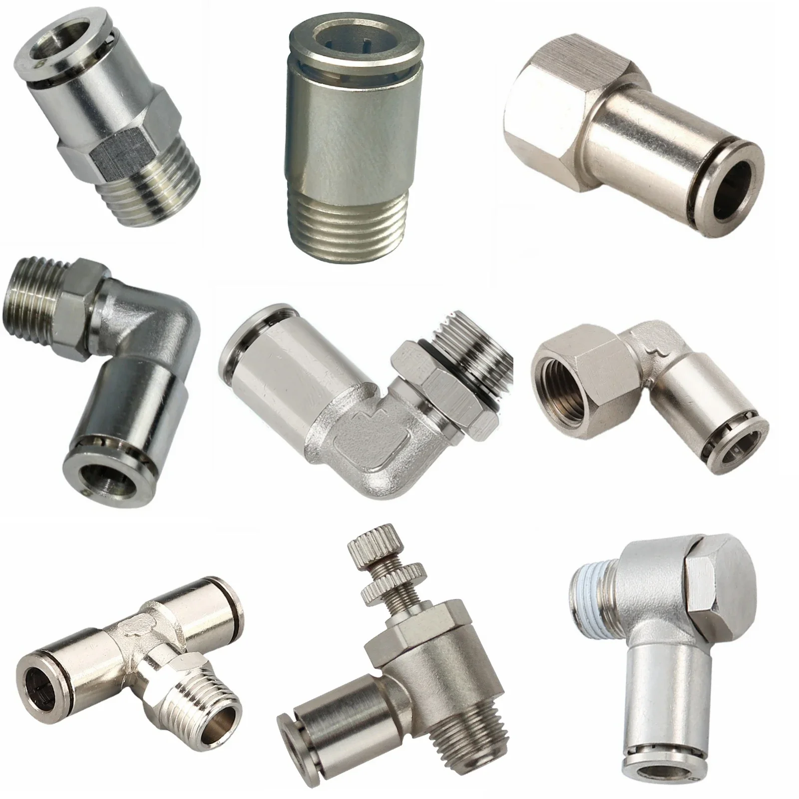 PC POC PL PH SL M5 M6 1/8" 1/4" 3/8" 1/2" BSP Male Female Elbow Tee Pneumatic Brass Push In Quick Connector Release Air Fitting-BOLTTE