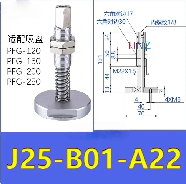 Heavy-duty glass vacuum suction cup fittings industrial J25/J50/J75-B01-A18/A22