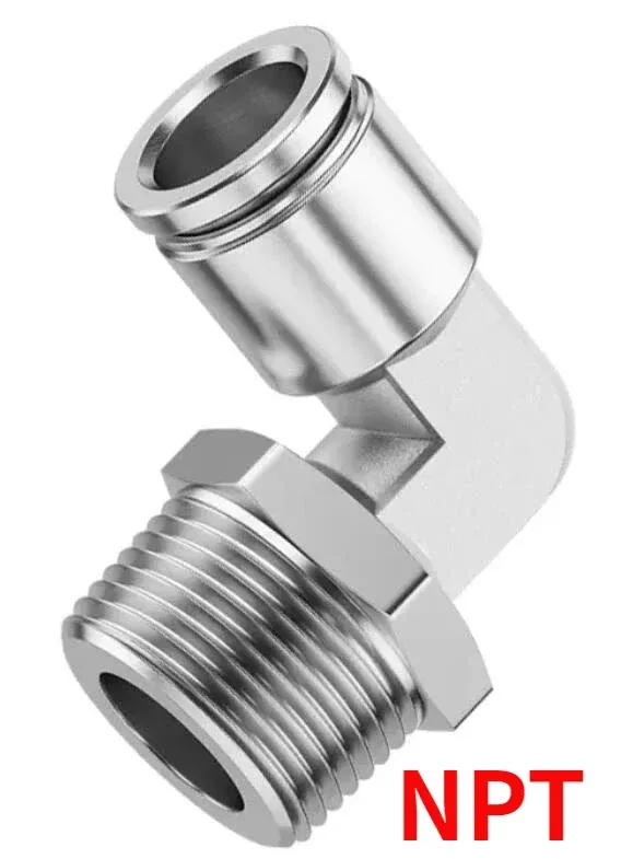 BSPT BSPP NPT 1/8" 1/4" 3/8" 1/2" 3/4" PC Female Male Pneumatic Elbow 304 Stainless Push In Quick Connector Release Air Fitting-BOLTTE