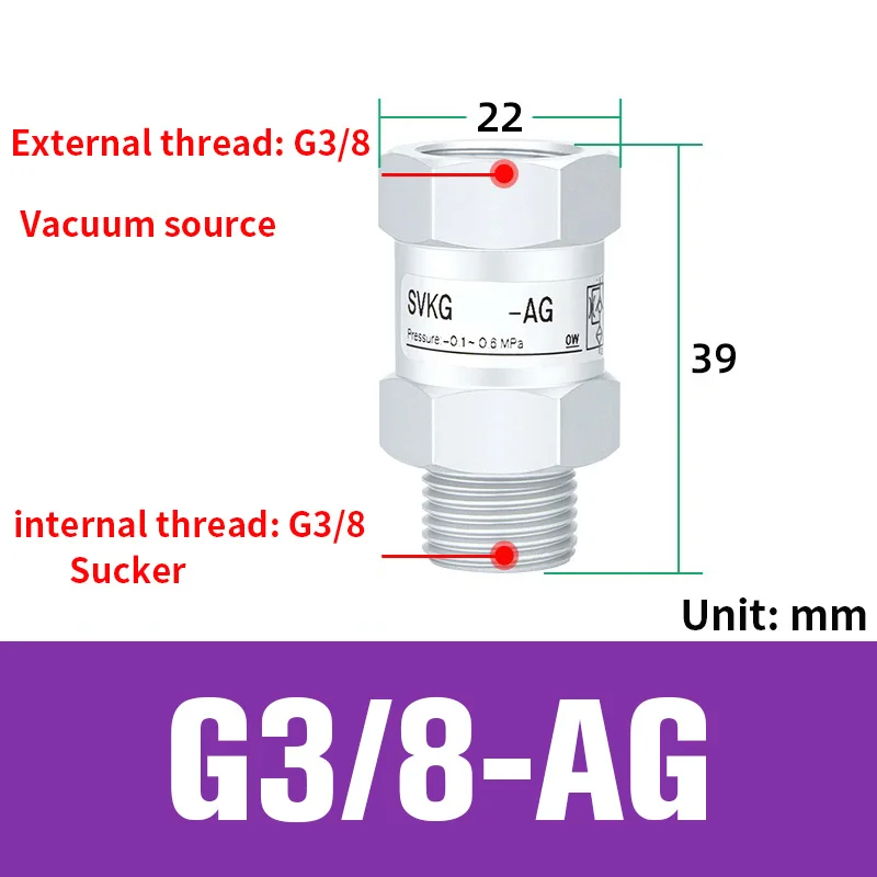 Vacuum logic valve SVKG safety valve check valve SVK-G1/8xG1/4/G3/8xG1/2-IG-AG suction cup-BOLTTE