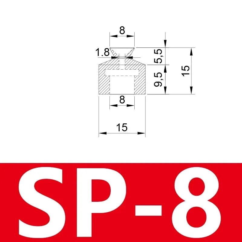 Pneumatic Suction Cup SP Single Layer Silicone Rubber 8mm Mounting Hole Sucker Big Head Injection Molding Machine Manipulator-BOLTTE