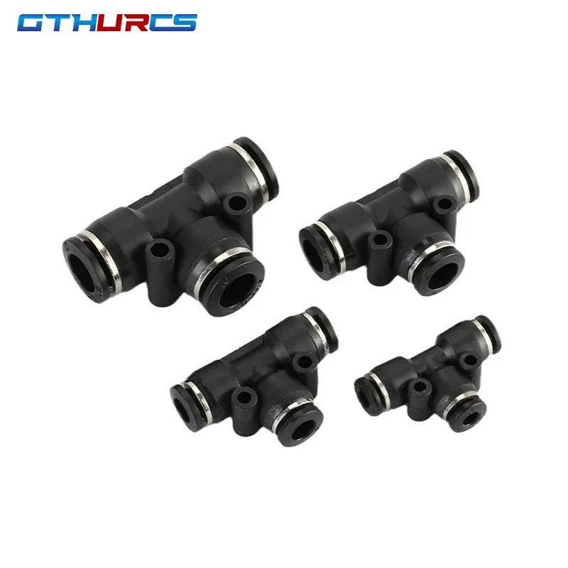 Black Pneumatic Fitting Pipe Connector Quick Release Coupling 4mm 6mm 8mm 10mm 12mm PU PV PE HVFF PY Tube Connectors-BOLTTE