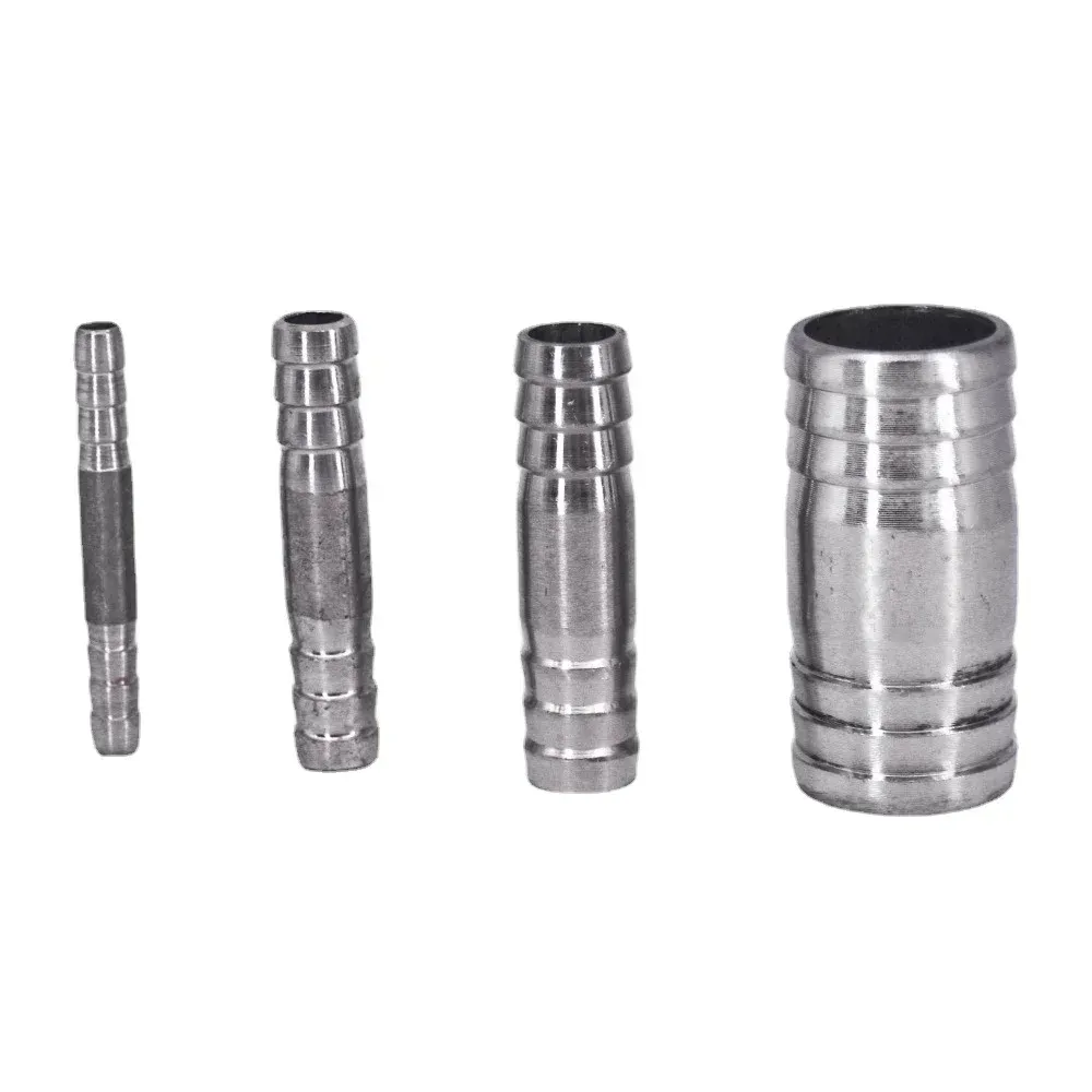 6 8 10 12 13 14 15 16 17 18 19 20 21 22 24 25 -76 mm Hose Barb Equal Straight Nipple Connector 304 Stainless Steel Pipe Fitting-BOLTTE
