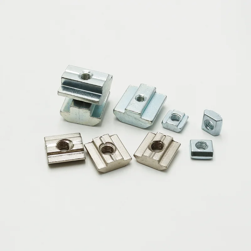 100P/lot T Block Square Nut M3 M4 M5 M6 M8 Slot T-nut Sliding Nuts for 2020 3030 4040 4545 Profile Aluminum Furniture 3d printer
