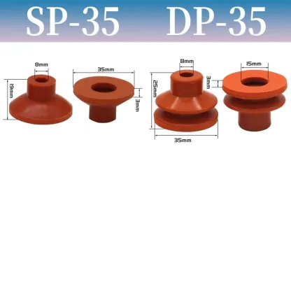 10 PCS Vacuum Suction Cup with Sponge Traceless for Injection Molding Machine Red Silicone 8mm Mounting Hole Manipulator Sucker