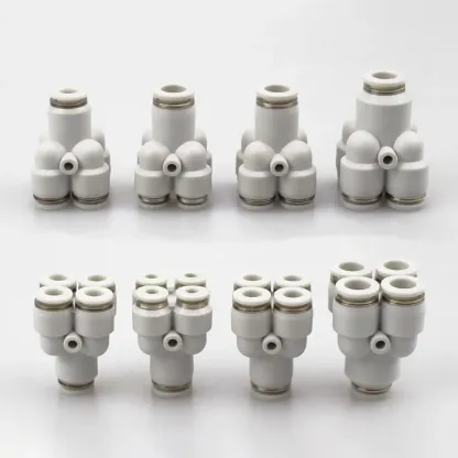 4 6 8 10 12mm Tube OD Y-Shaped 4 Ways Splitter Block Distribution Plastic Pneumatic Air Pipe Fitting Push In Connector-BOLTTE