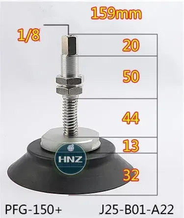 Vacuum suction cup hardware support set PFG-120-250 top air inlet metal rod A18 / A22