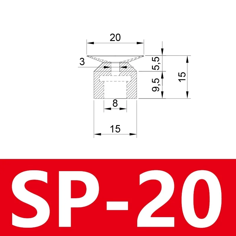 Pneumatic Suction Cup SP Single Layer Silicone Rubber 8mm Mounting Hole Sucker Big Head Injection Molding Machine Manipulator-BOLTTE