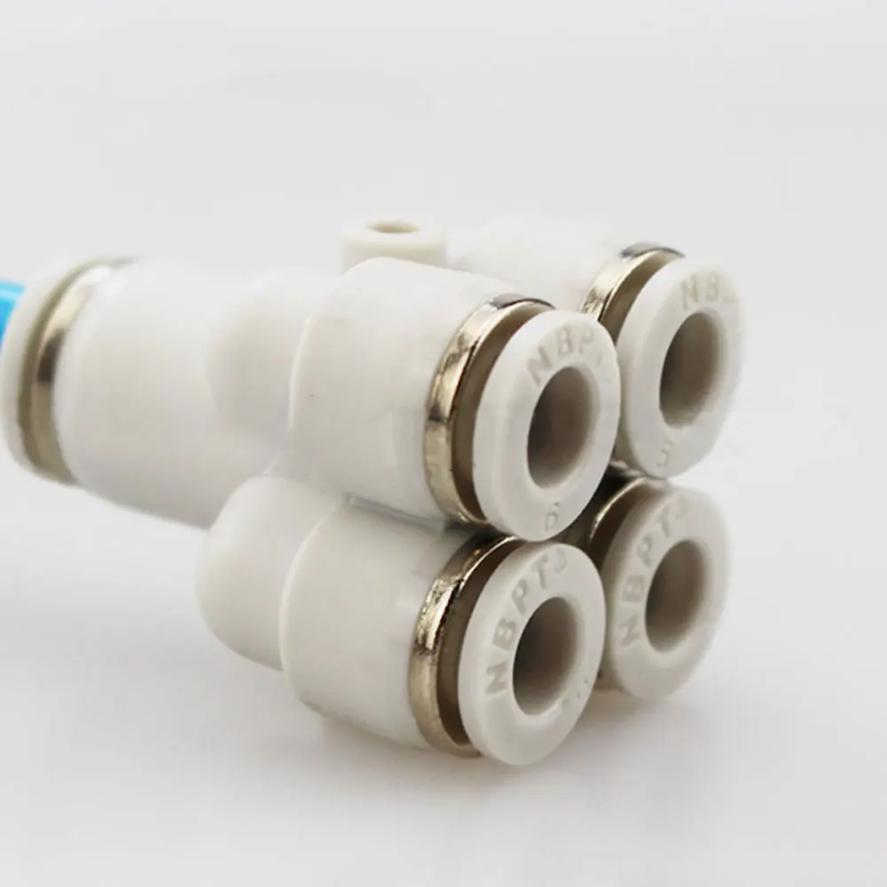 4 6 8 10 12mm Tube OD Y-Shaped 4 Ways Splitter Block Distribution Plastic Pneumatic Air Pipe Fitting Push In Connector-BOLTTE