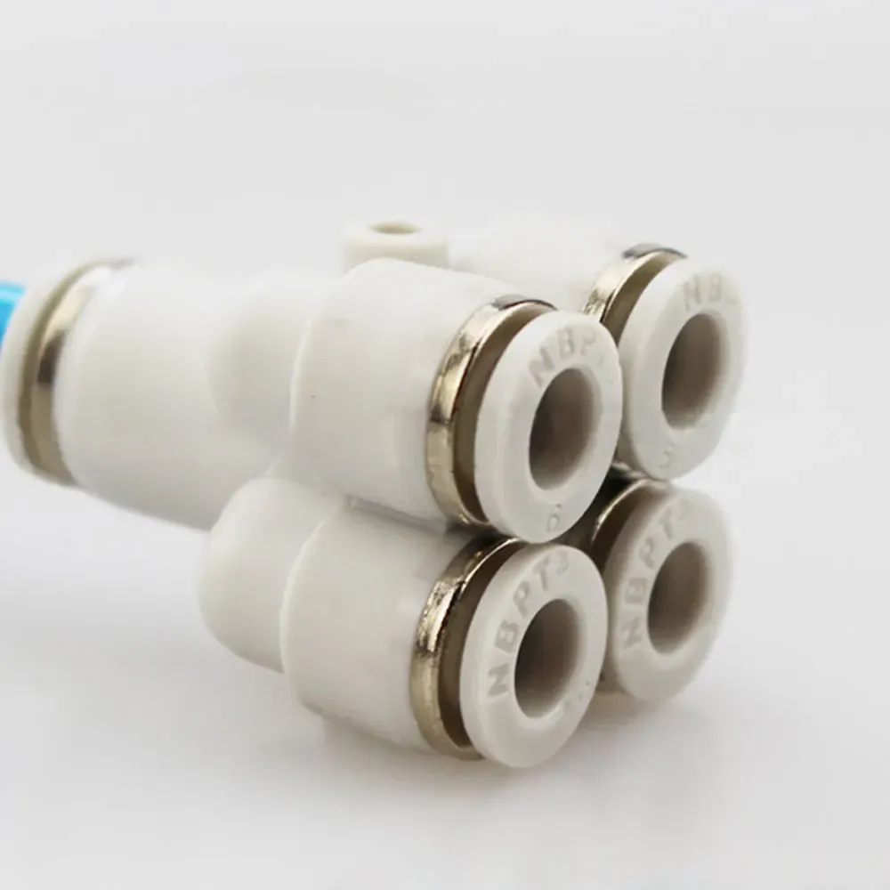 4 6 8 10 12mm Tube OD Y-Shaped 4 Ways Splitter Block Distribution Plastic Pneumatic Air Pipe Fitting Push In Connector-BOLTTE