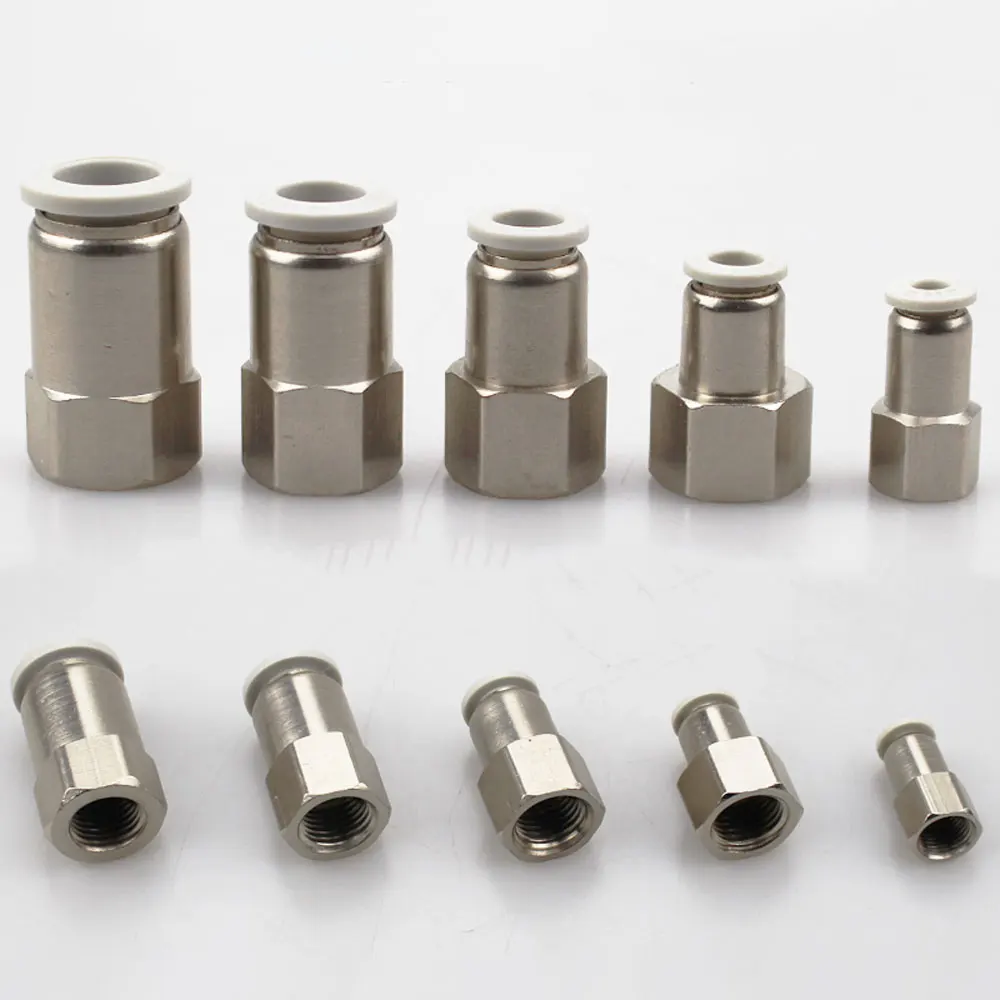PCF 1/8" 1/4" 3/8" 1/2" BSP Female x 4 6 8 10 12 14 16 mm Tube Brass Pneumatic Air Fittings Push In Connector For Air Compressor-BOLTTE
