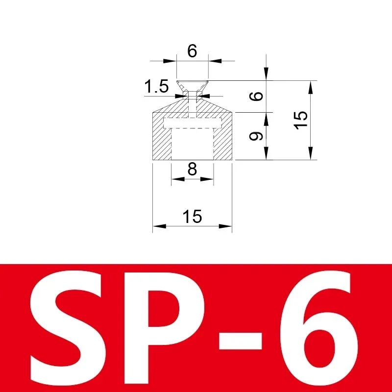 Pneumatic Suction Cup SP Single Layer Silicone Rubber 8mm Mounting Hole Sucker Big Head Injection Molding Machine Manipulator-BOLTTE