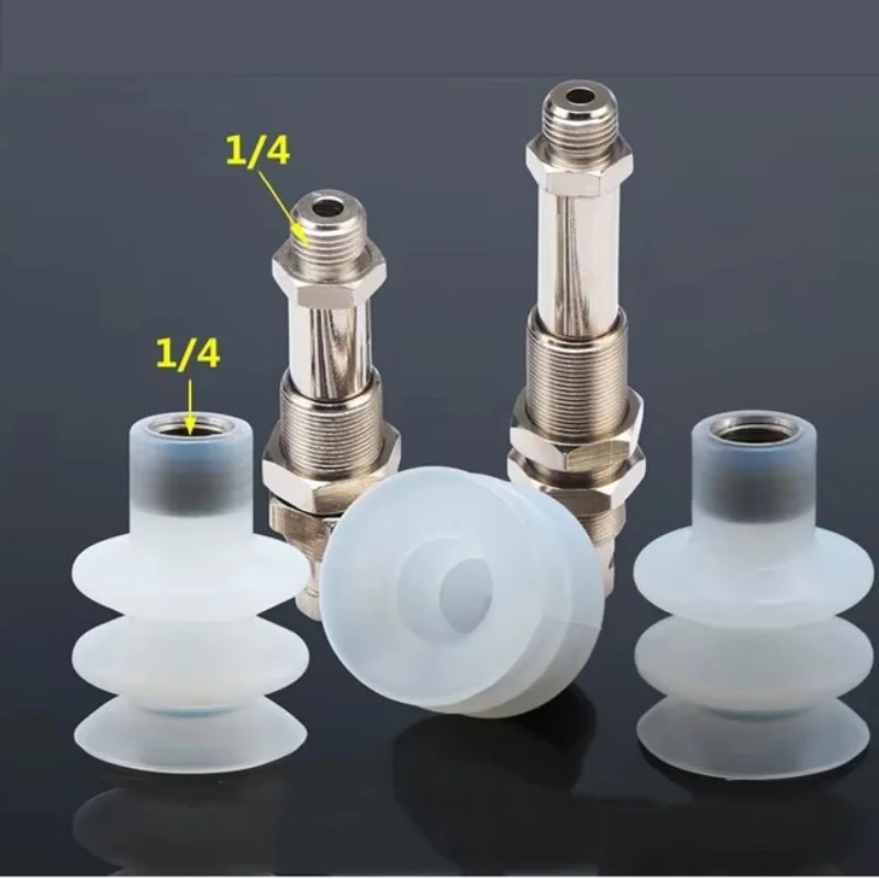 Industrial Vacuum Suction Cup Nozzle Silicone PC-40 with Screw Thread High Temperature Resistance Manipulator Accessory-BOLTTE