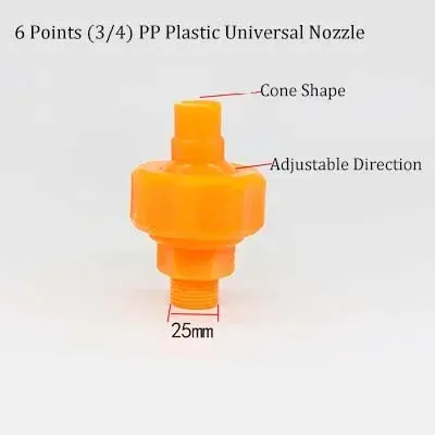 Universal Fan Shaped Conical Nozzle for Electroplating Cleaning Spray Nozzle PP Plastic Nozzle