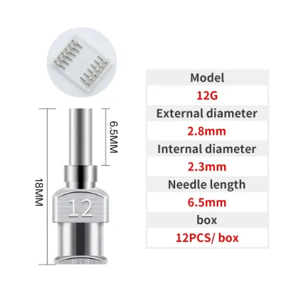 12 Pack 8G-30G Dispensing Needle 6.5mm Stainless Steel Blunt Tip Needle for filling liquids, glues and syringes-BOLTTE