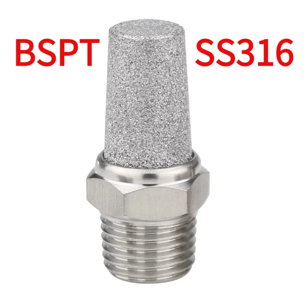 M5 1/8" 1/4" 3/8" 1/2" -2" BSP NPT Male Pneumatic Air 304 316 Stainless Steel Exhaust Muffler Silencers Fitting Noise Filter-BOLTTE