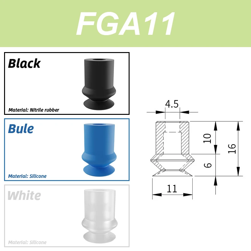 FGA Series FGA-11/14/16/20/22/25/33/43/53/63/78 Double-Layer Blue Air Pneumatic Vacuum Suction Cup