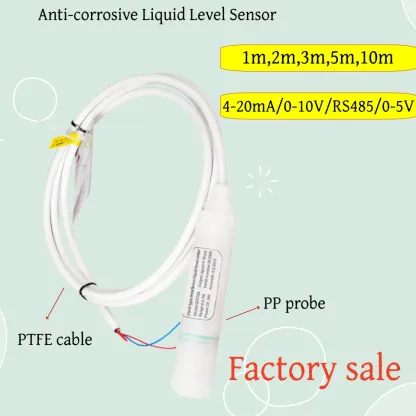 Anti-corrosive Liquid Level Sensor PTFE 3m 5m 4-20mA 0-10V Transmitter RS485 Submersible Water Level Transmitter pp probe-BOLTTE