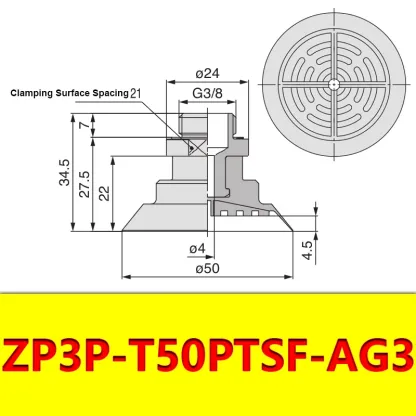 Robot Vacuum Suction Cup Anti-wrinkle Suction Cup Strong Suction Nozzle Industrial Pneumatic Accessories ZP3P