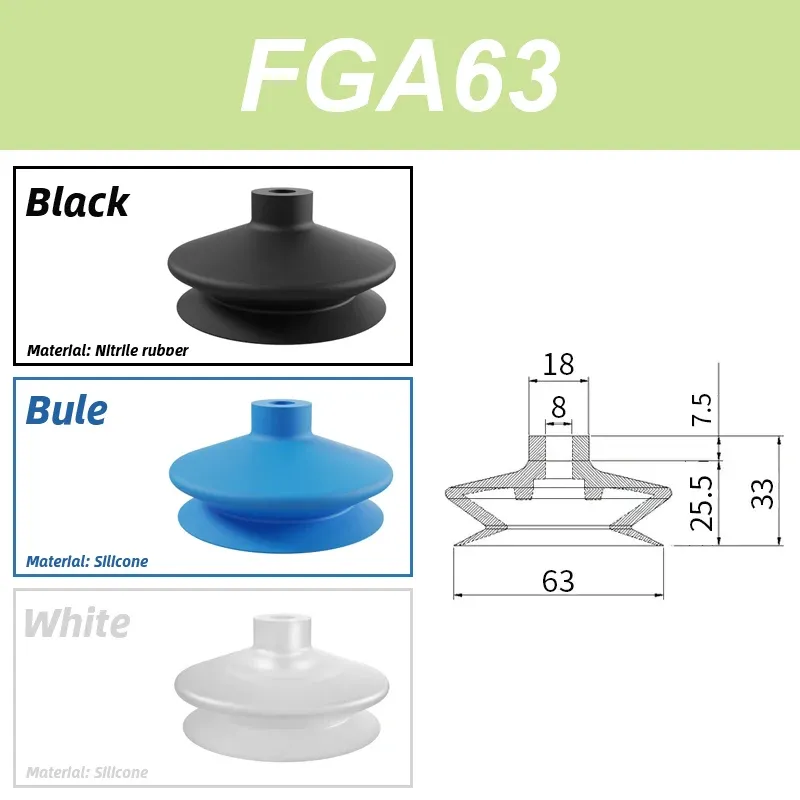 FGA Series FGA-11/14/16/20/22/25/33/43/53/63/78 Double-Layer Blue Air Pneumatic Vacuum Suction Cup