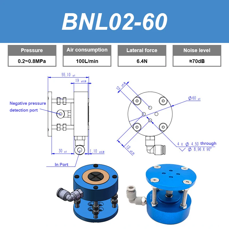 Non-contact vacuum suction cups, pneumatic suspension batteries photovoltaic ceramics silicon wafers non-marking suction cups
