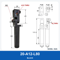 A12-L80 Swivel Arm - Black (Unthreaded)
