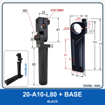 A10-L80 Swivel Arm + Mounting Base (Unthreaded) - Black