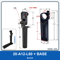 A12-L80 Swivel Arm + Mounting Base (Unthreaded) - Black