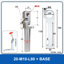 M10-L80 Swivel Arm + Mounting Base (Threaded)