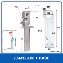 M12-L80 Swivel Arm + Mounting Base (Threaded)