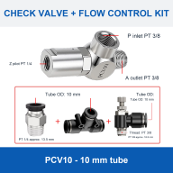 PCV Pilot-Operated Pneumatic Check Valves and Tube Fitting Configurations