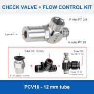 PCV Pilot-Operated Pneumatic Check Valves and Tube Fitting Configurations