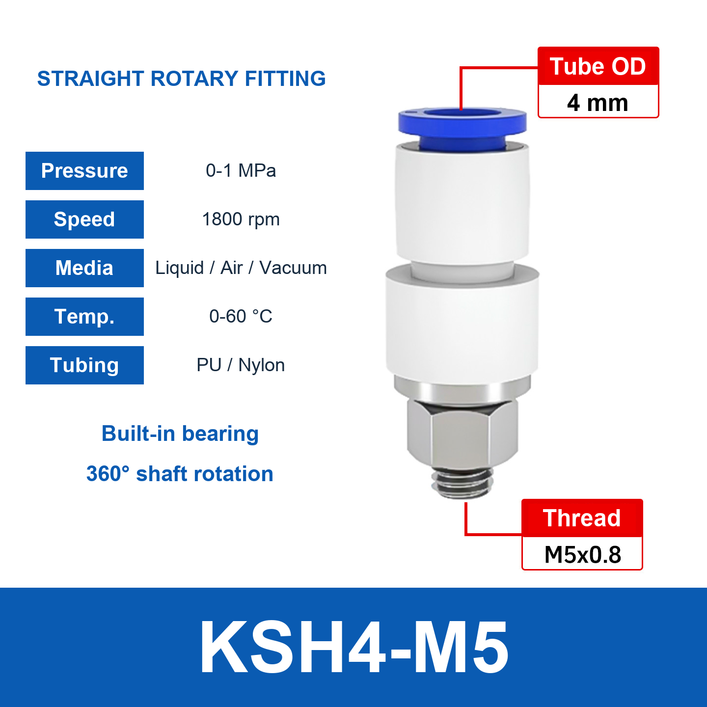 KSH4-M5 Straight English product and connection diagram