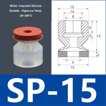 SP-15 white silicone vacuum suction cup with red foam pad, 8 mm mounting hole
