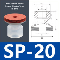 SP-20 white silicone vacuum suction cup with red foam pad, 8 mm mounting hole