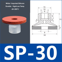 SP-30 white silicone vacuum suction cup with red foam pad, 8 mm mounting hole