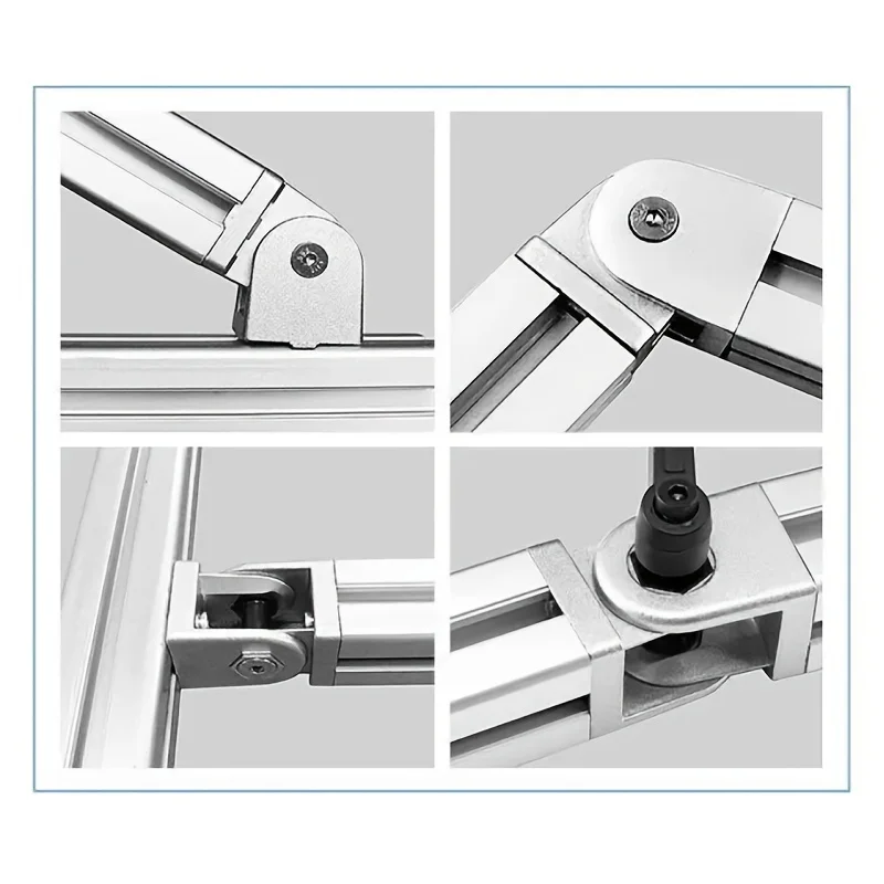 Zinc Alloy Adjustable Hinge Connector for 2020/3030/4040 Classic Metal Industrial Aluminum Profile with Sliding Base Hinge