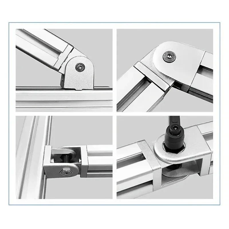 Zinc Alloy Adjustable Hinge Connector for 2020/3030/4040 Classic Metal Industrial Aluminum Profile with Sliding Base Hinge