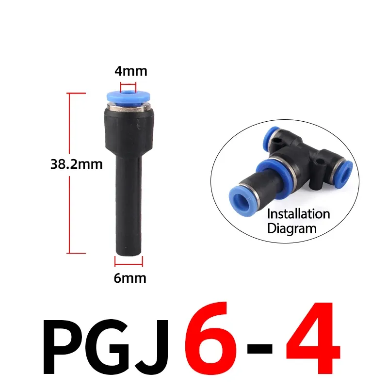 1PCS Or 5PCS Pneumatic Fittings Plug Push in Reducer through PGJ 6/8/10/12mm Tube To 4/6/8/10mm Tube Air Connector-BOLTTE