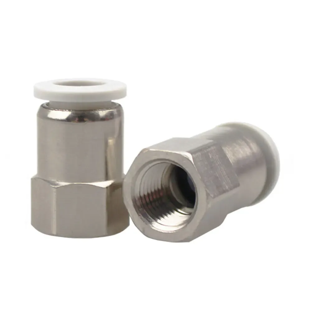 PCF 1/8" 1/4" 3/8" 1/2" BSP Female x 4 6 8 10 12 14 16 mm Tube Brass Pneumatic Air Fittings Push In Connector For Air Compressor-BOLTTE