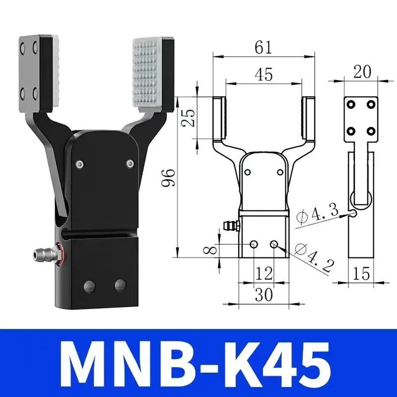 MINIB With Sensor Flat patch and Wide open grab  Air Cylinder Robotic Pneumatic Mini Robot Gripper Clamp-BOLTTE
