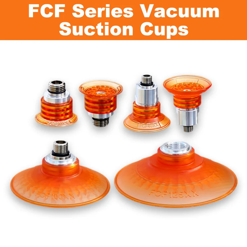 Cars, glass, and wooden panelsFCF Series Pneumatic Manipulator Polyurethane Suction Cups FCF-30/40/50/60/70/80/100PU-G18F Anti-Slip Pattern Industrial Robot-BOLTTE