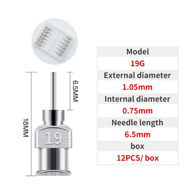 12 Pack 8G-30G Dispensing Needle 6.5mm Stainless Steel Blunt Tip Needle for filling liquids, glues and syringes-BOLTTE