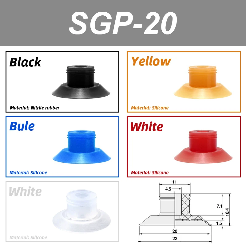 vacuum suction cups Film accessories injection molding manipulator SGP-15 SGP-20 SGP-24 SGP-30 SGP-40 pneumatic bag open-BOLTTE