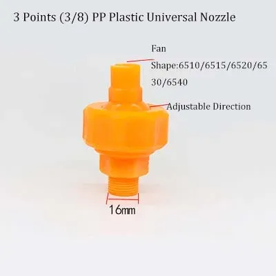 Universal Fan Shaped Conical Nozzle for Electroplating Cleaning Spray Nozzle PP Plastic Nozzle